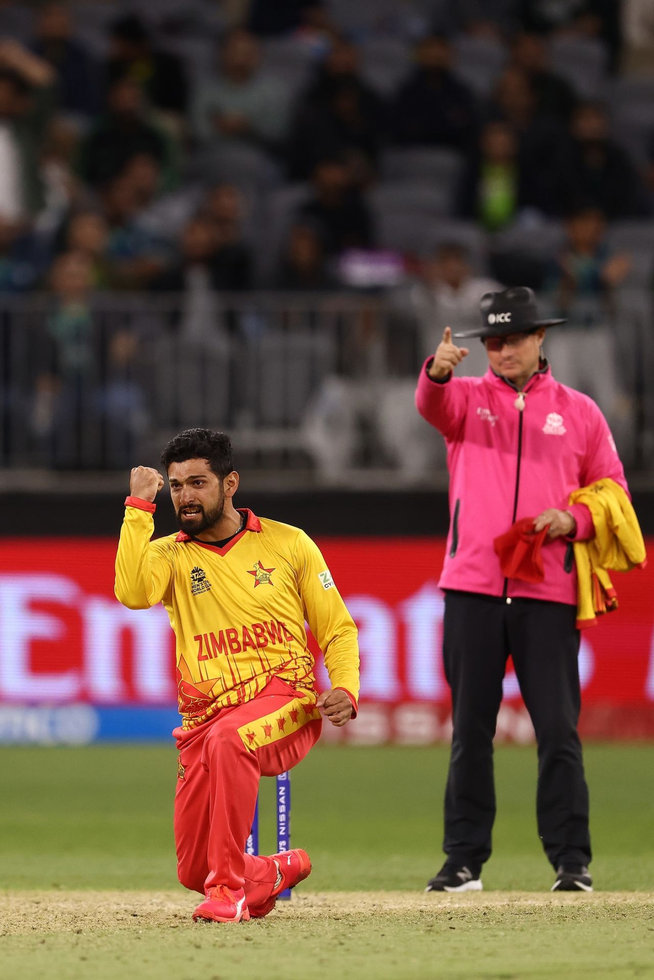 Sikandar Raza dismissed Haider Ali for a first-ball duck, Pakistan vs Zimbabwe, Perth, T20 World Cup, October 27, 2022