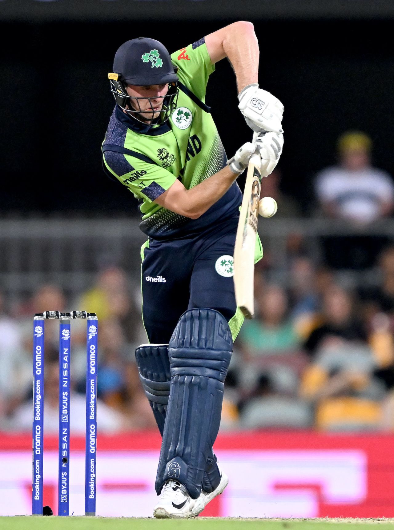 Lorcan Tucker tucks the ball to the leg side, Australia vs Ireland, ICC Men's T20 World Cup 2022, Brisbane, October 31, 2022
