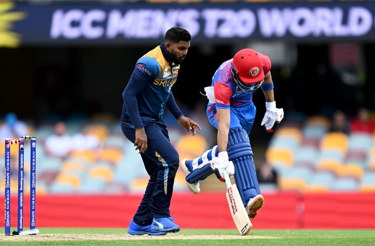 Wanindu Hasaranga's no-look flick almost caught Ibrahim Zadran short, Afghanistan vs Sri Lanka, T20 World Cup, Brisbane, November 1, 2022