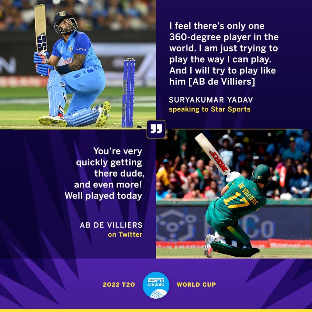 A 360-degree conversation between Suryakumar Yadav and AB de Villiers, November 6, 2022