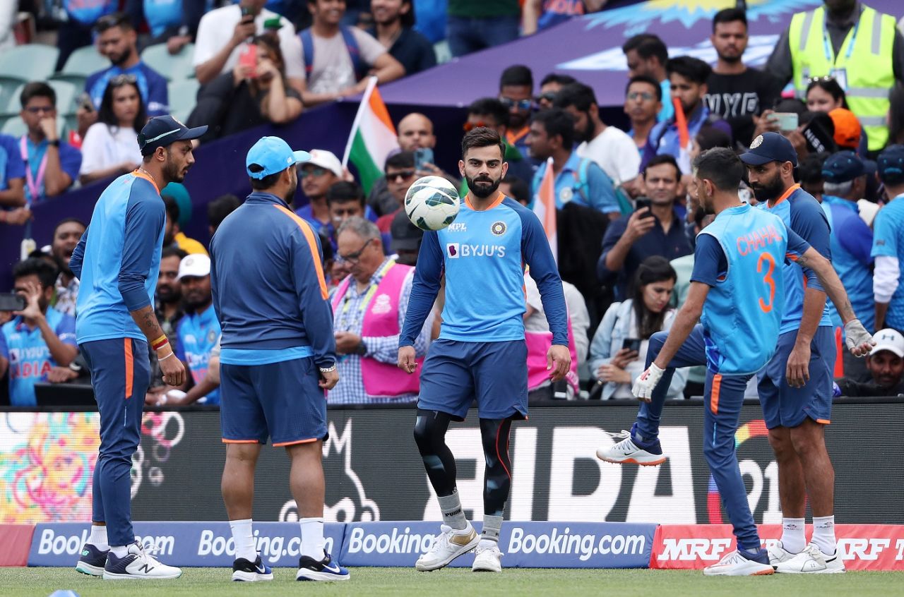 Indian players play some football as they warm up for the semi-final, England vs India, T20 World Cup semi-final, Adelaide, November 10, 2022