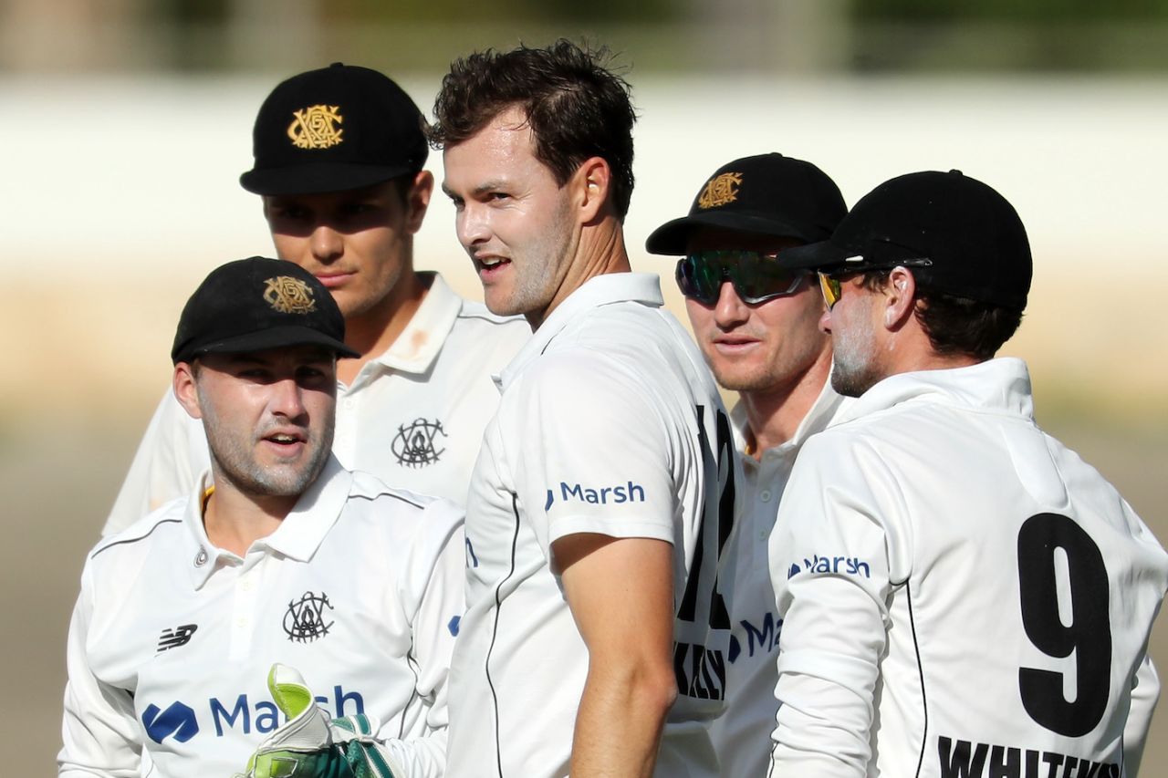 Matthew Kelly led the bowling charge for WA with nine wickets in the game, Western Australia vs South Australia, Sheffield Shield, Perth, 3rd day, November 13, 2022