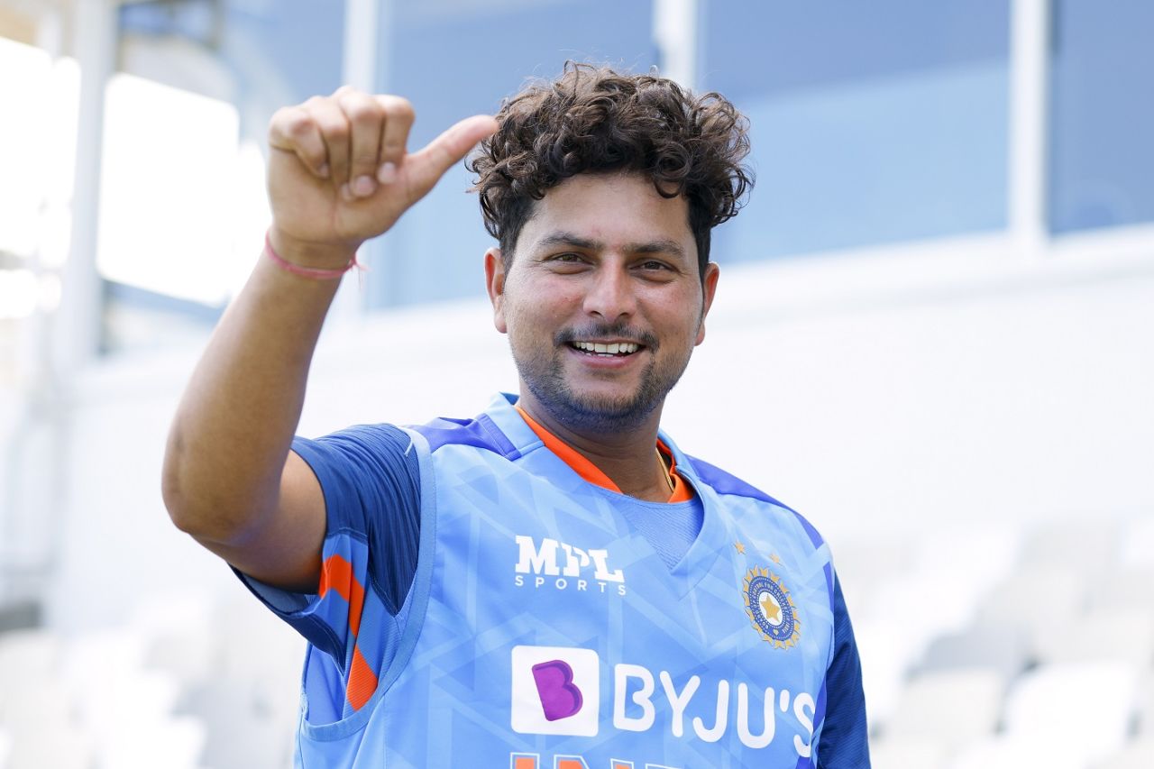 Kuldeep Yadav gestures during training, New Zealand vs India, Wellington, November 16, 2022