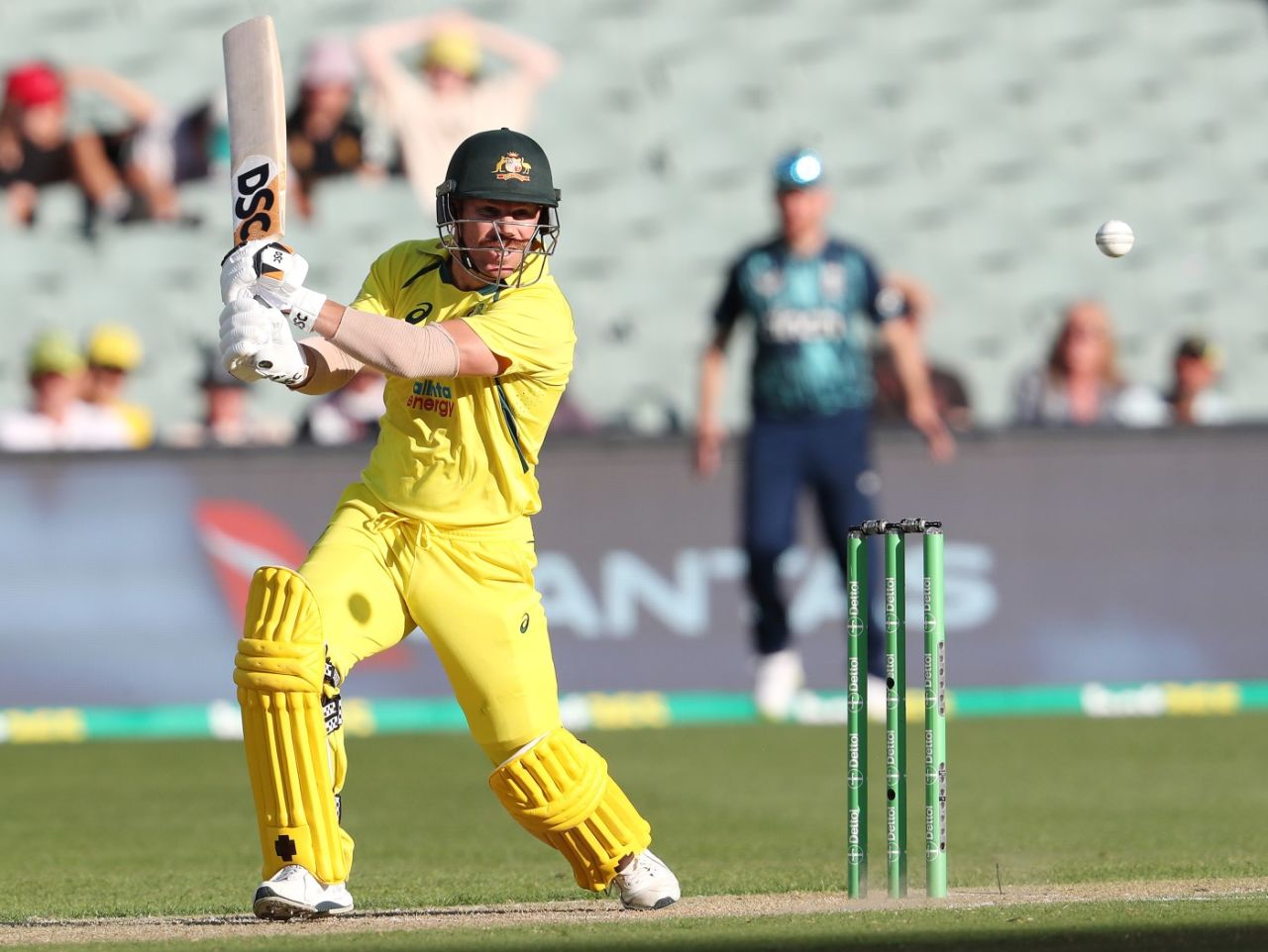David Warner drives through cover, Australia vs England, 1st ODI, Adelaide, November 17, 2022