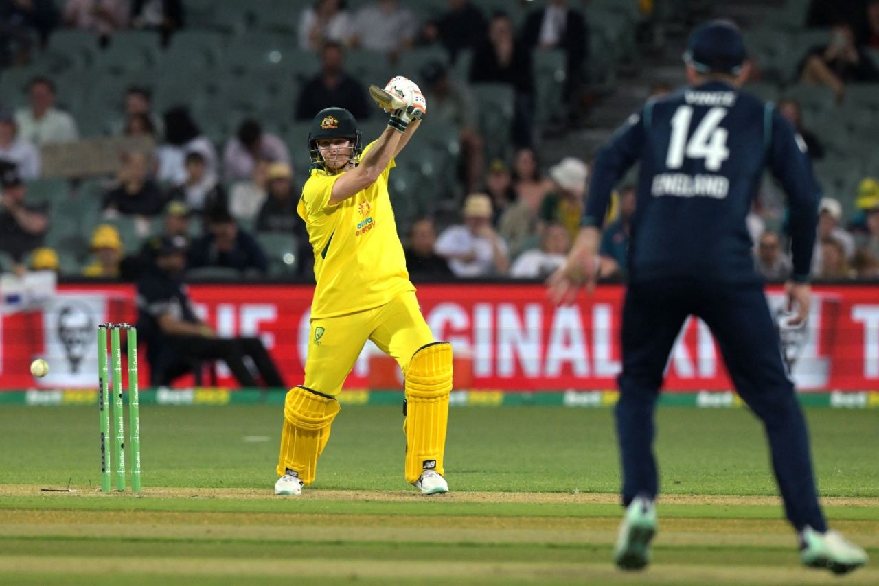 Steven Smith drives off the back foot, Australia vs England, 1st ODI, Adelaide, November 17, 2022