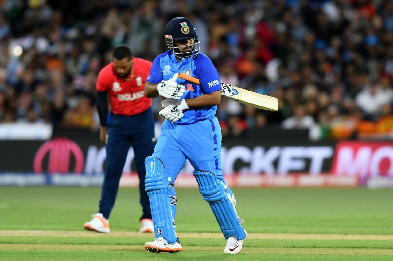 Rishabh Pant walks off after being run out England vs India, Men's T20 World Cup 2022, 2nd semi-final, Adelaide, November 10, 2022