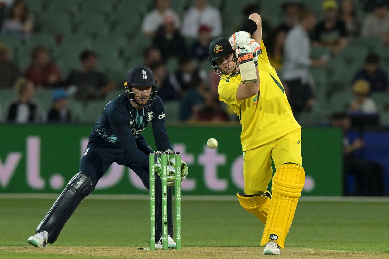 Steven Smith plays through the off side, Australia vs England, 1st ODI, Adelaide, November 17, 2022