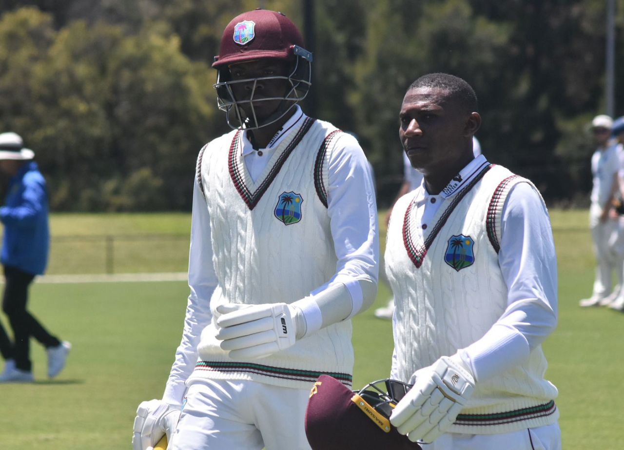 Devon Thomas (right) top-scored in both innings, NSW/ACT XI vs West Indians, Tour match, Canberra, November 19, 2022