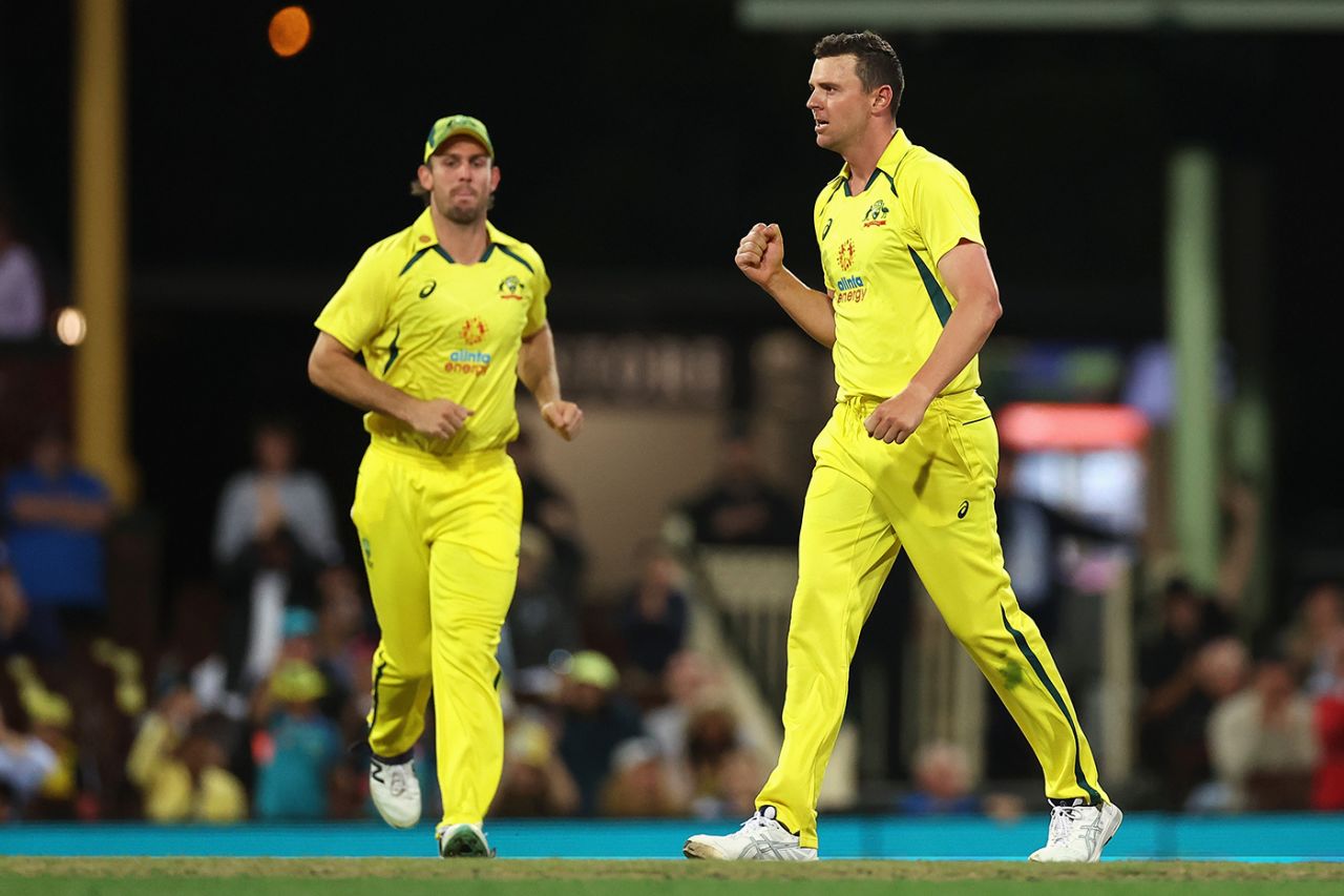 Josh Hazlewood made the vital breakthrough in dismissing James Vince, Australia vs England, 2nd ODI, Sydney, November 19, 2022