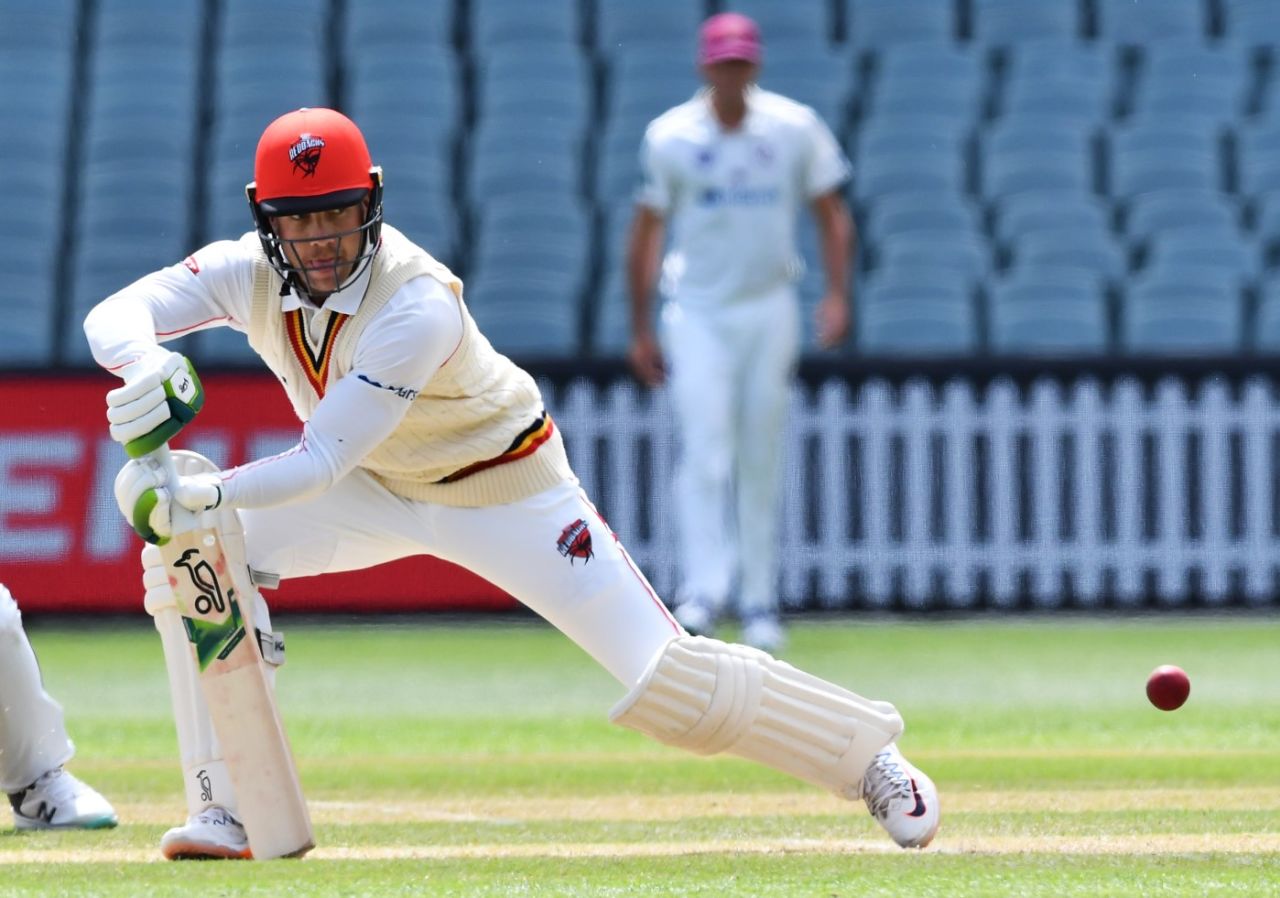 Harry Nielsen made an important 90, South Australia vs Queensland, day 2, Sheffield Shield, Adelaide, November 21, 2022