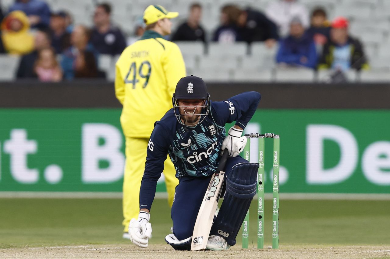 James Vince was brought to his knees early on in the script by Pat Cummins, Australia vs England, 3rd ODI, Melbourne, November 22, 2022