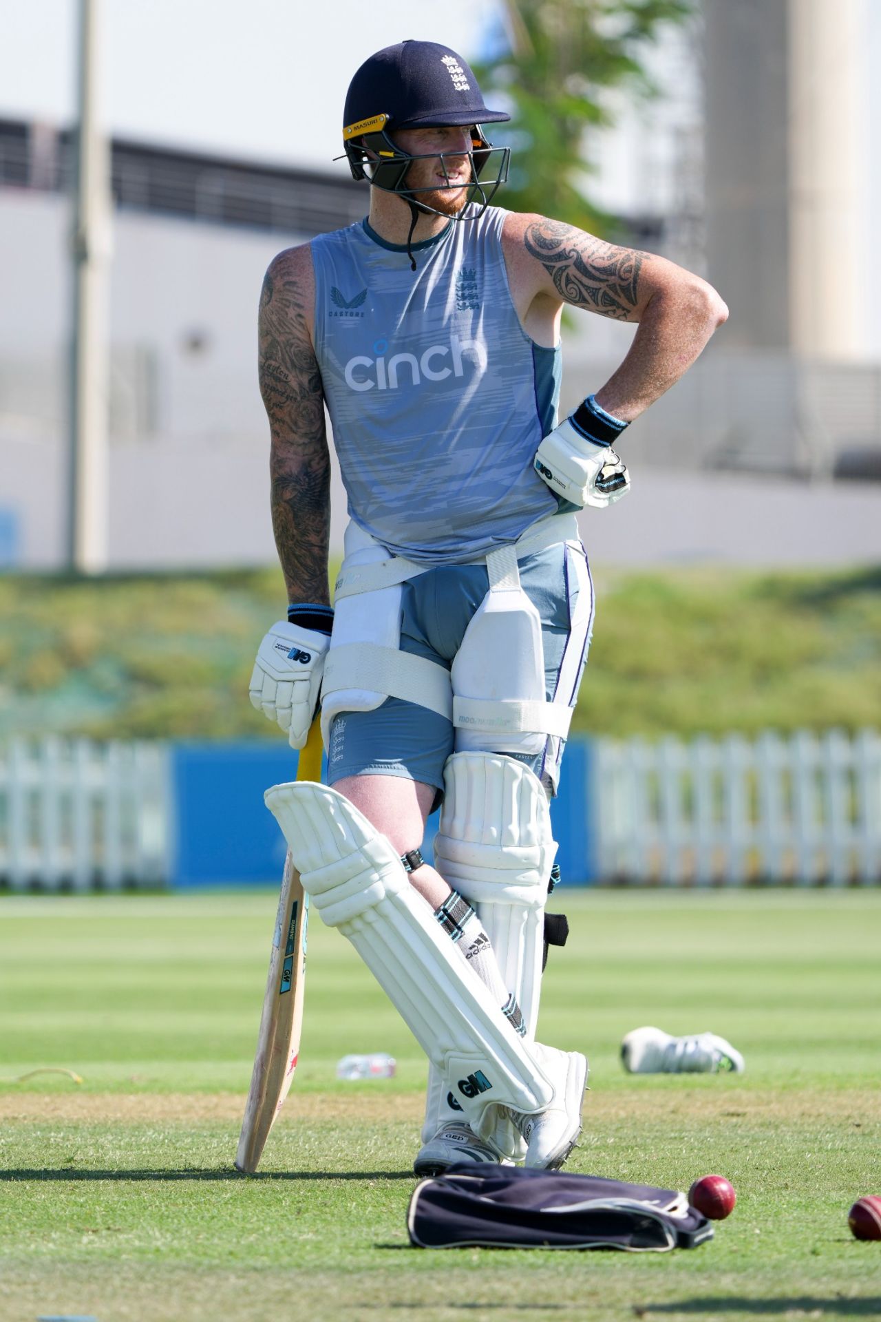 Ben Stokes has a hit in the middle on the third day of England's warm-up in Abu Dhabi, England vs England Lions, Tolerance Oval, Abu Dhabi, November 25, 2022