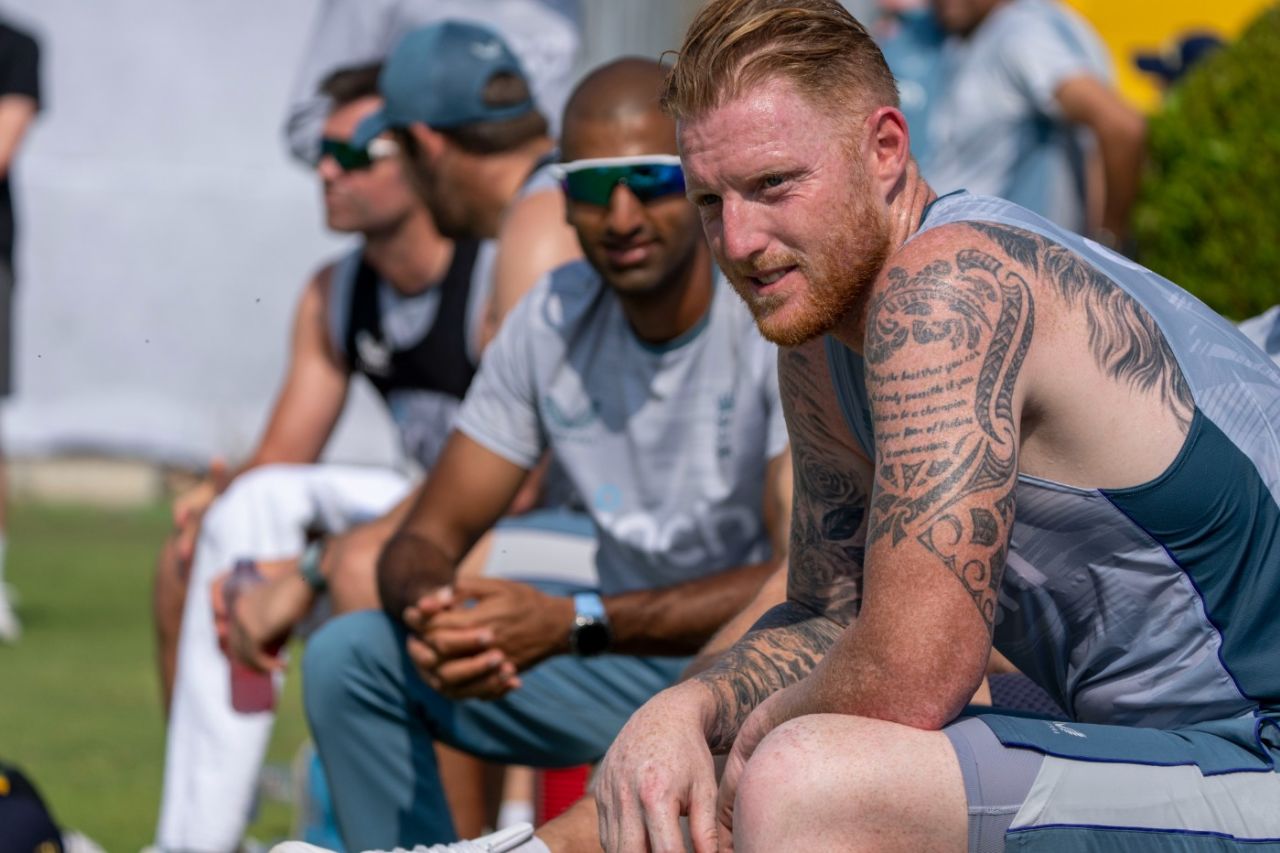 Ben Stokes looks on during England's practice session in Abu Dhabi, England vs England Lions, Tolerance Oval, Abu Dhabi, November 25, 2022
