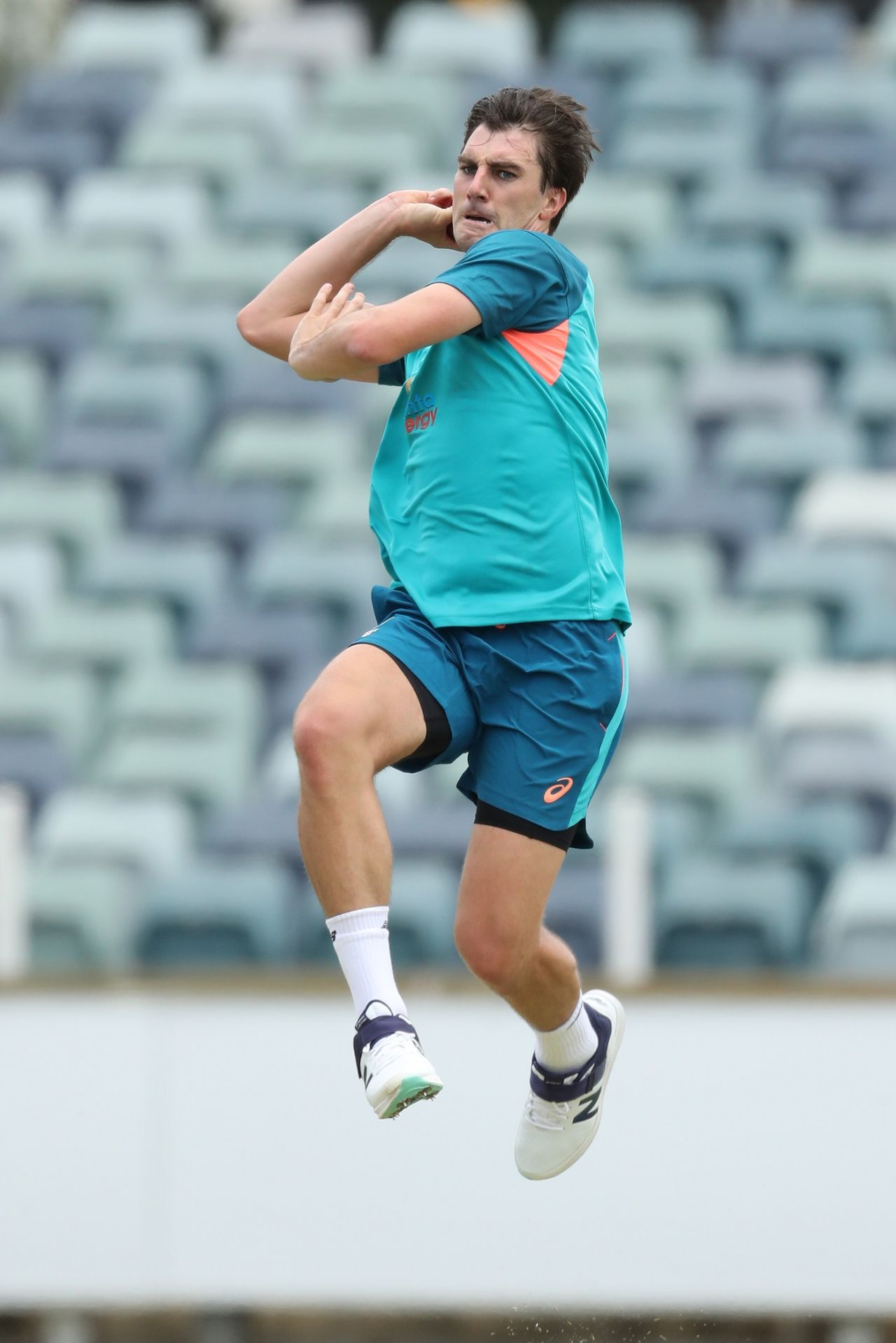 Pat Cummins in action during a training session ahead of the Test series against West Indies, Perth, November 26, 2022