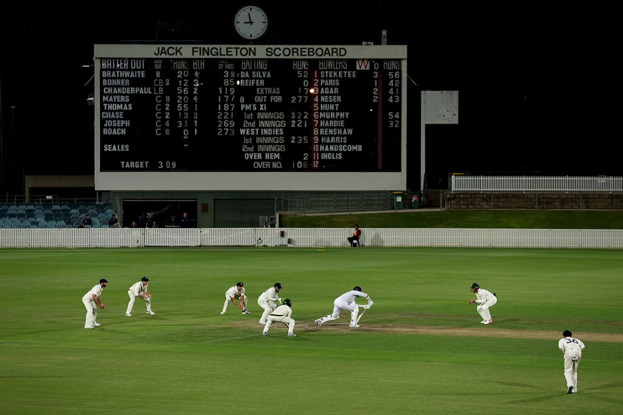 West Indies batted out the final few overs, Prime Minister's XI vs West Indies, Tour match, Canberra, November 26, 2022