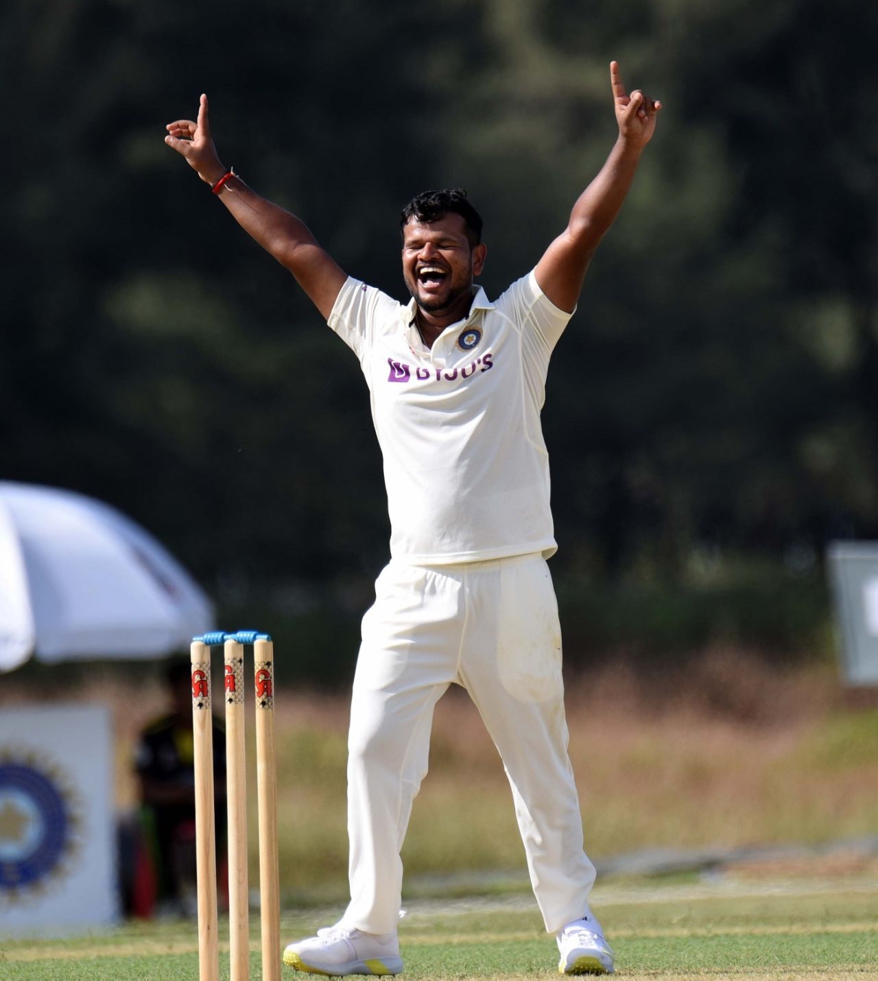 Saurabh Kumar took four wickets in the eight overs he bowled, Bangladesh A vs India A, 1st unofficial Test, 1st day, Cox's Bazar, November 29, 2022