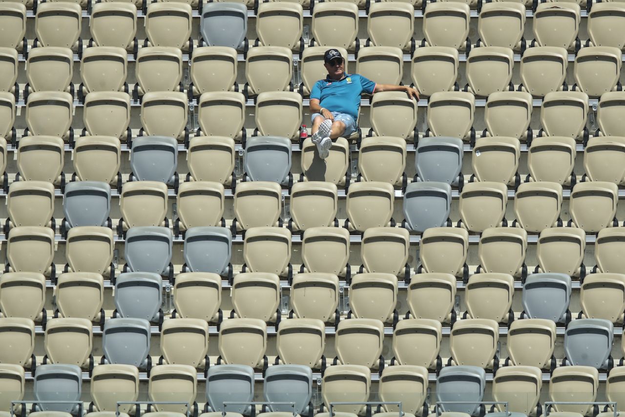 A sole spectator watches from among a few empty rows, Australia vs West Indies, 1st Test, Perth, 1st Day, November 30, 2022