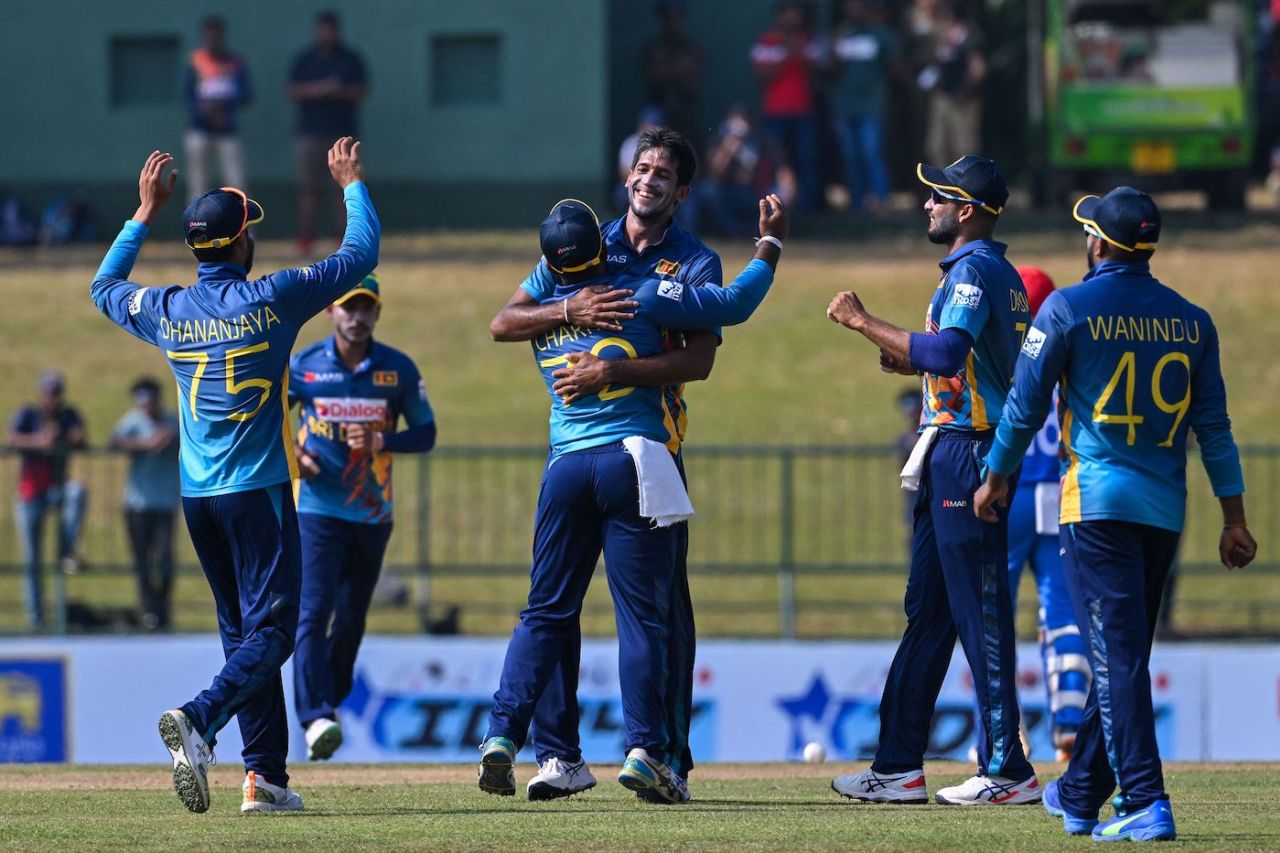 Kasun Rajitha struck in the third over, sending back Rahmanullah Gurbaz, Sri Lanka vs Afghanistan, 3rd ODI, Pallekele, November 30, 2022