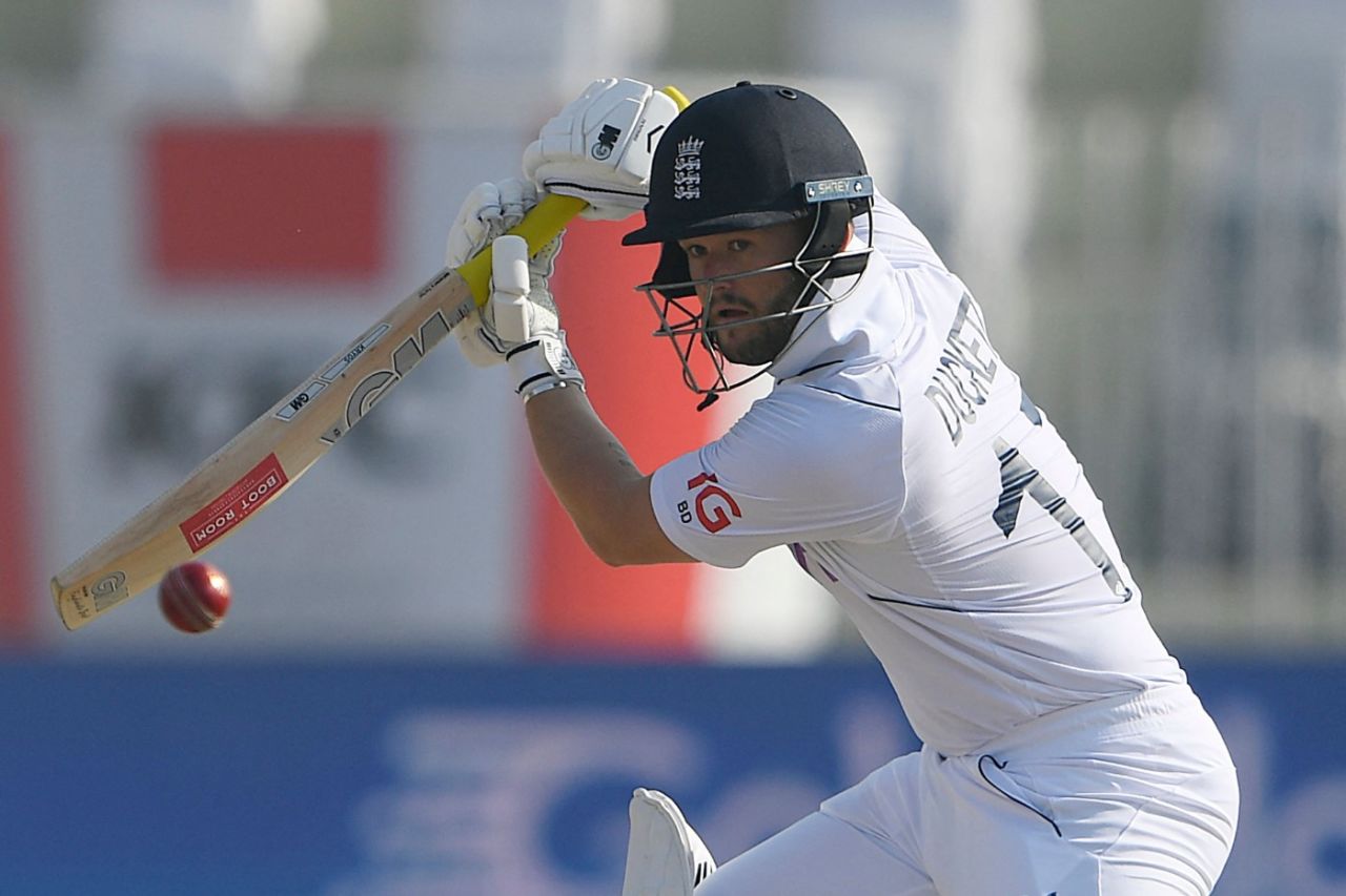 Ben Duckett cuts through the off side during his rapid fifty, Pakistan vs England, 1st Test, Rawalpindi, 1st day, December 1, 2022
