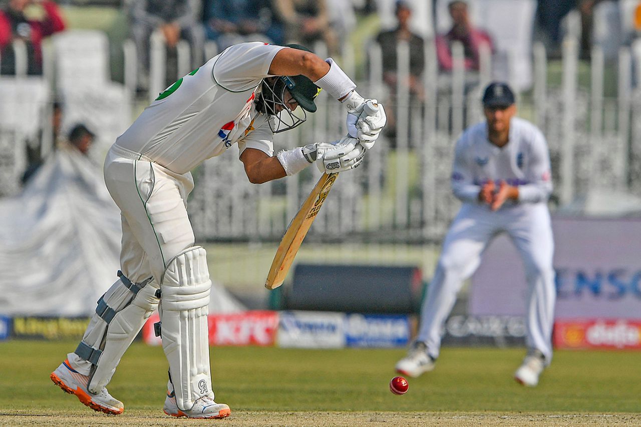 Imam-ul-Haq gets forward, Pakistan vs England, 1st Test, Rawalpindi, 2nd day, December 2, 2022