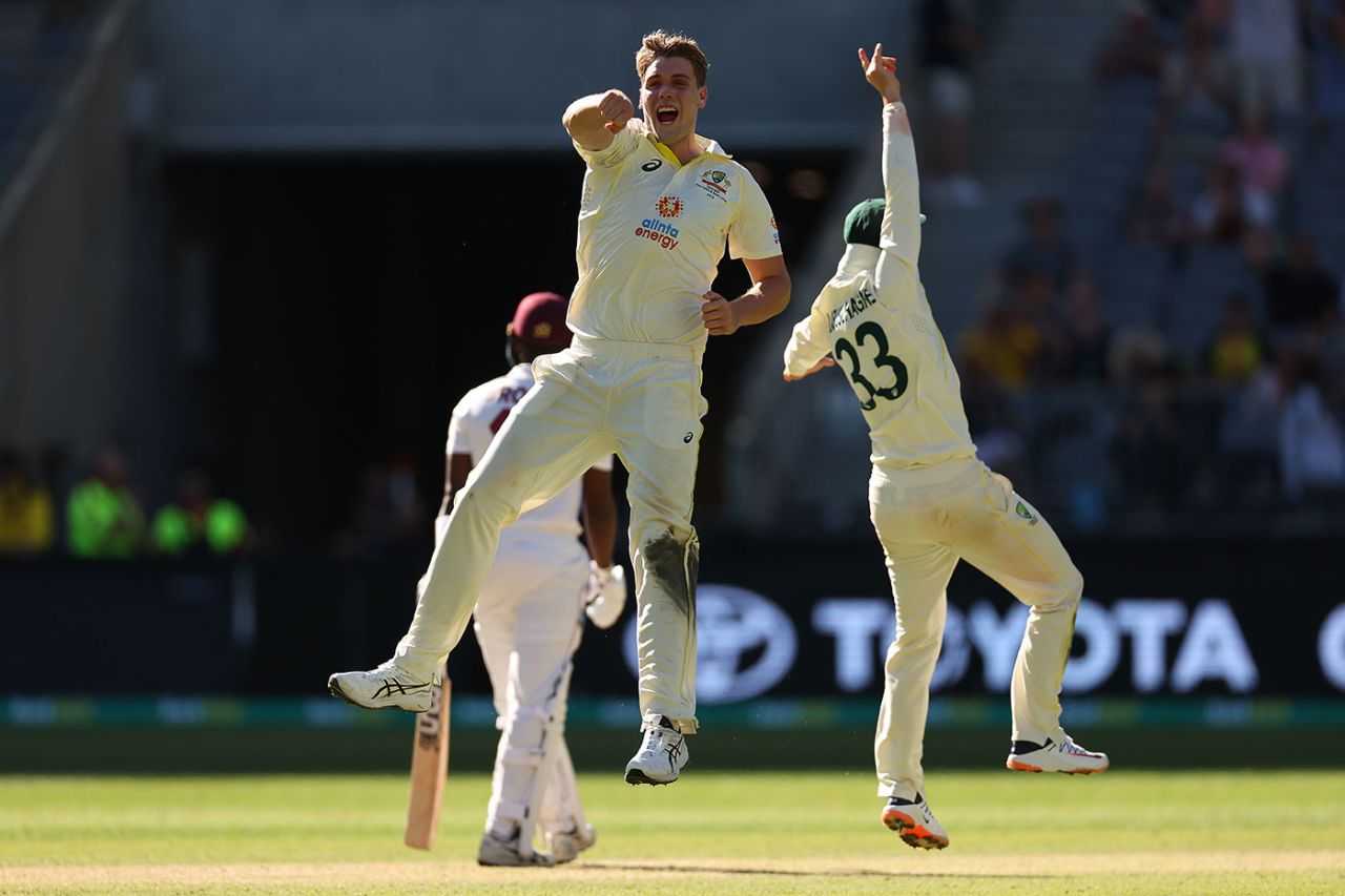 Cameron Green celebrates his wicket, Australia vs West Indies, 1st Test, Perth, 3rd day, December 2, 2022
