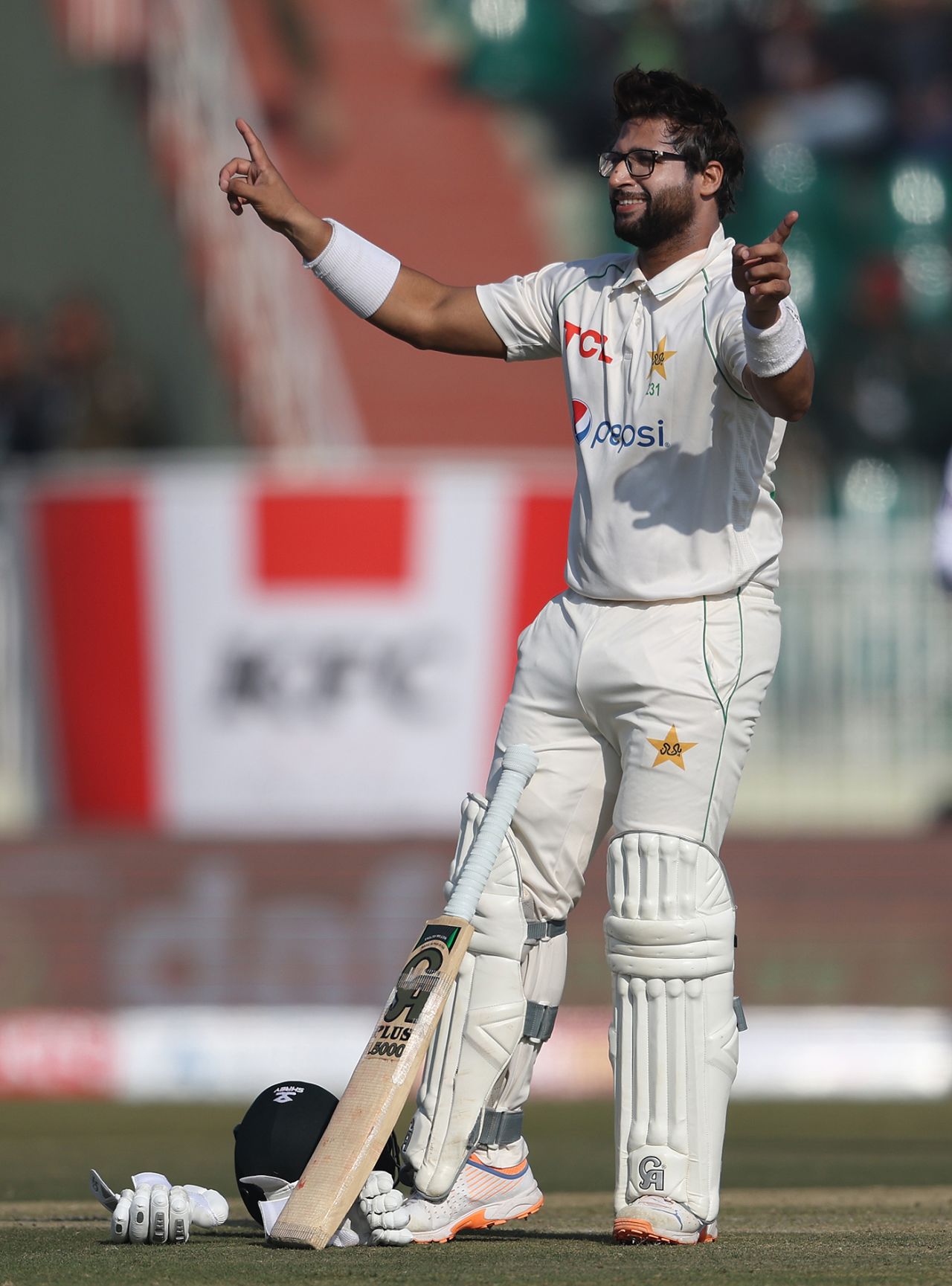 Imam-ul-Haq acknowledges reaching his century, Pakistan vs England, 1st Test, Rawalpindi, 3rd day, December 3, 2022