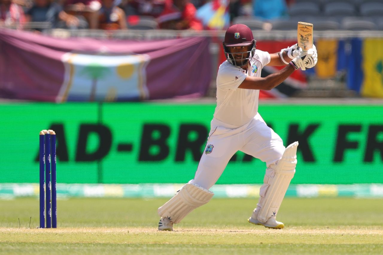 Kraigg Brathwaite carves one away, Australia vs West Indies, 1st Test, Perth, 4th day, December 3, 2022