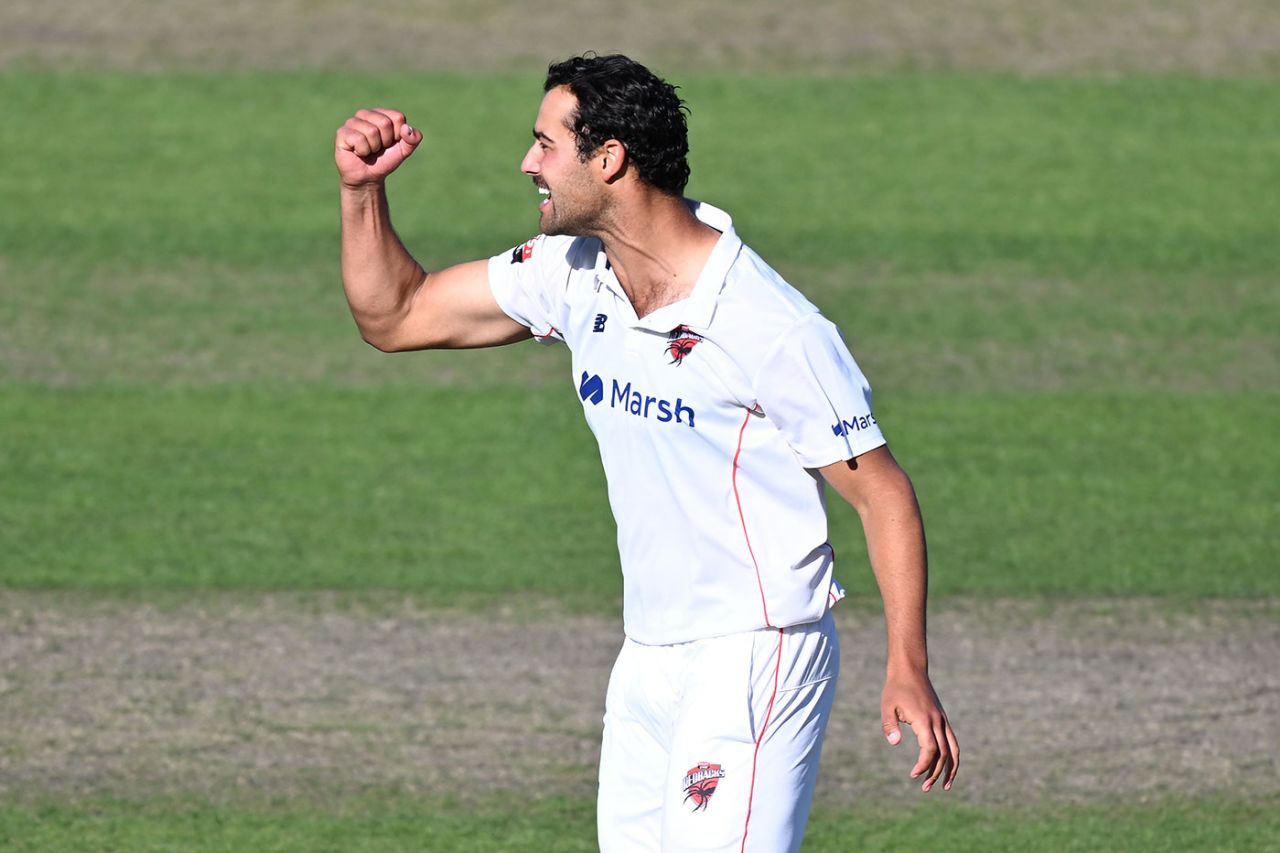 Wes Agar's four wickets were central to South Australia's success, Tasmania vs South Australia, Sheffield Shield, Hobart, December 3, 2022
