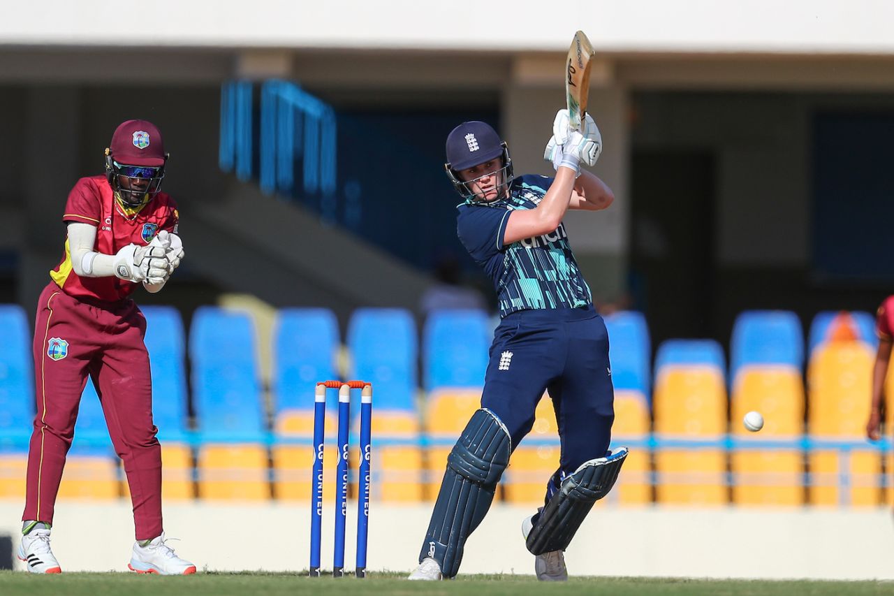 Nat Sciver punches the ball away, West Indies vs England, 1st women's ODI, North Sound, December 4, 2022