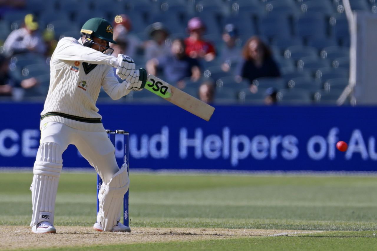 Usman Khawaja plays the cut shot, Australia vs West Indies, 2nd Test, Adelaide, 1st Day, December 8, 2022