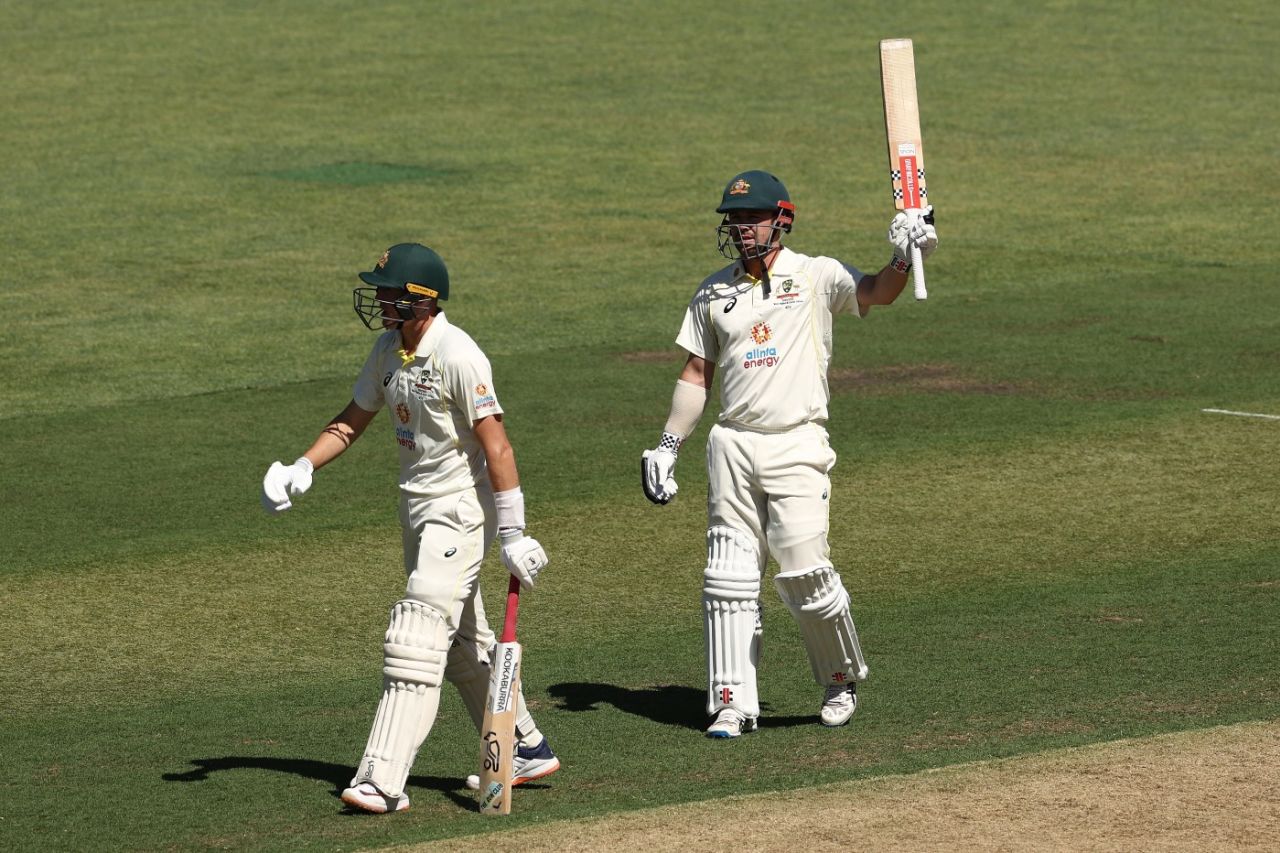 Travis Head celebrates reaching 150, Australia vs West Indies, 2nd Test, Adelaide, 2nd Day, December 9, 2022
