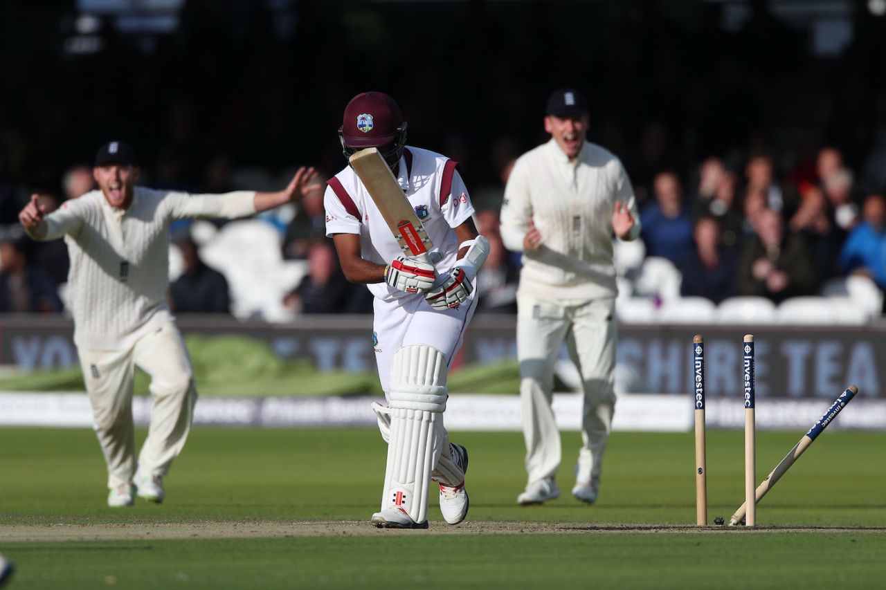No. 500: James Anderson castled Kraigg Brathwaite to reach the milestone, England v West Indies, 3rd Investec Test, Lord's, 2nd day, September 8, 2017