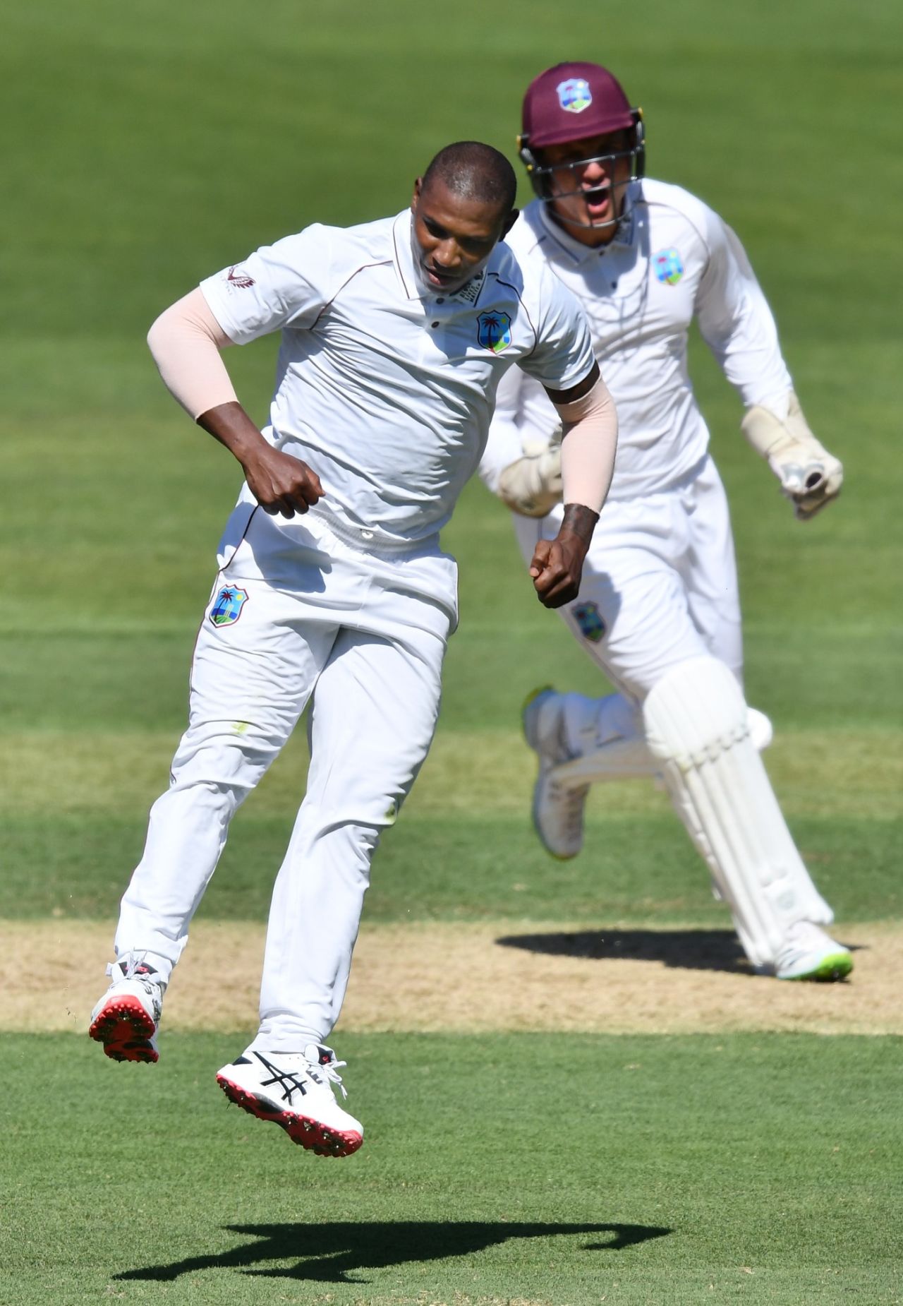 Devon Thomas celebrates his second Test wicket, Australia vs West Indies, 2nd Test, Adelaide, 2nd Day, December 9, 2022