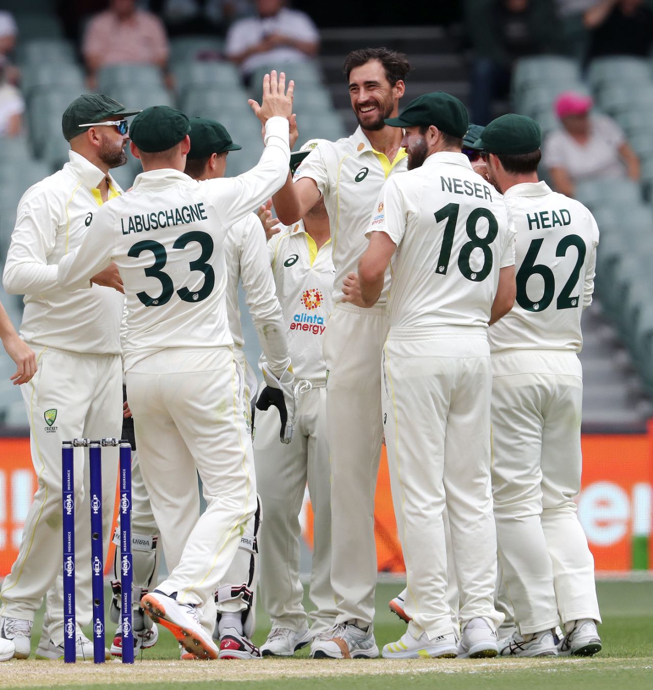 Mitchell Starc celebrates after he dismissed Devon Thomas, Australia vs West Indies, 2nd Test, Adelaide, 4th Day, December 11, 2022