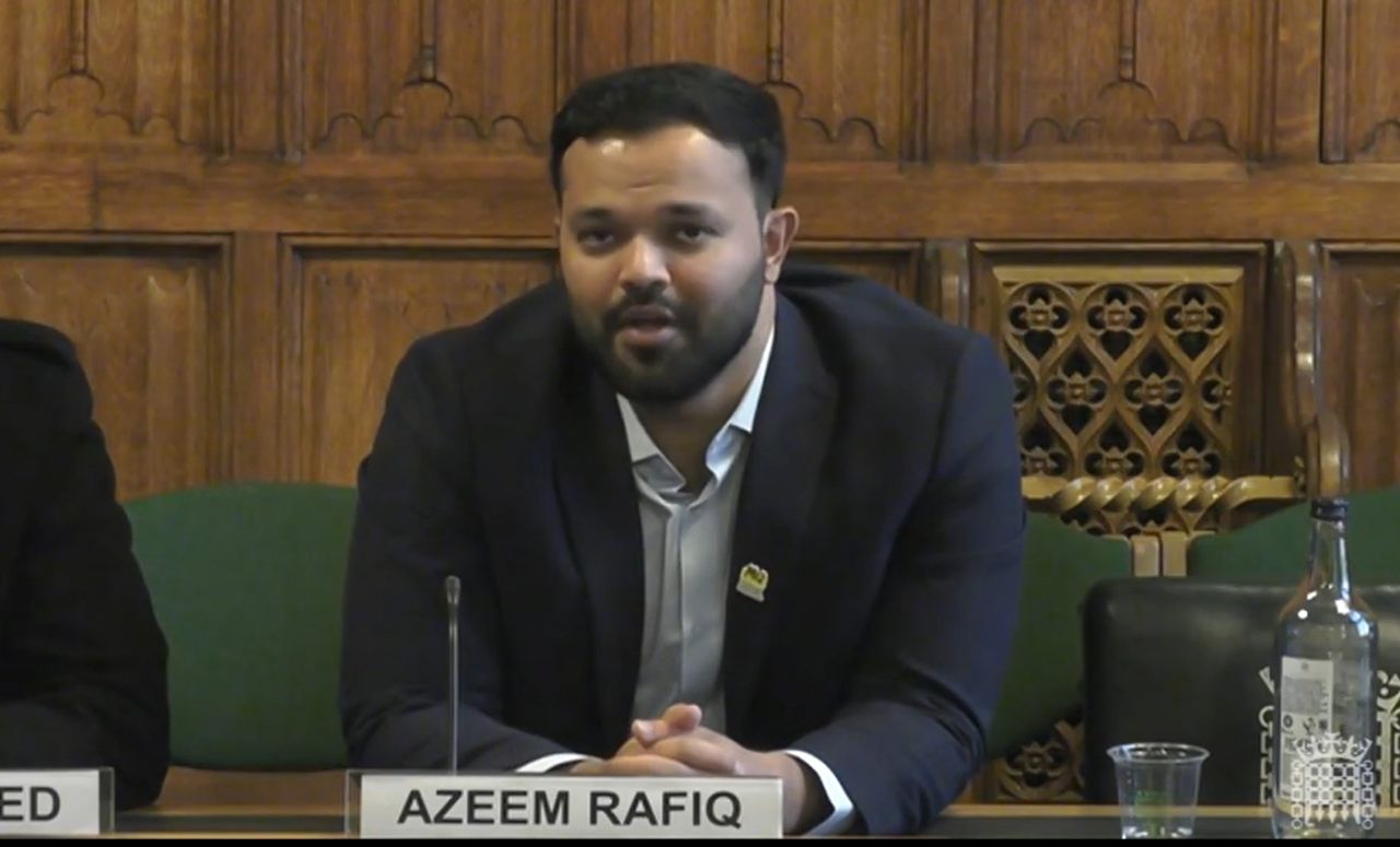 Azeem Rafiq gives evidence at the DCMS hearing, London, December 13, 2022