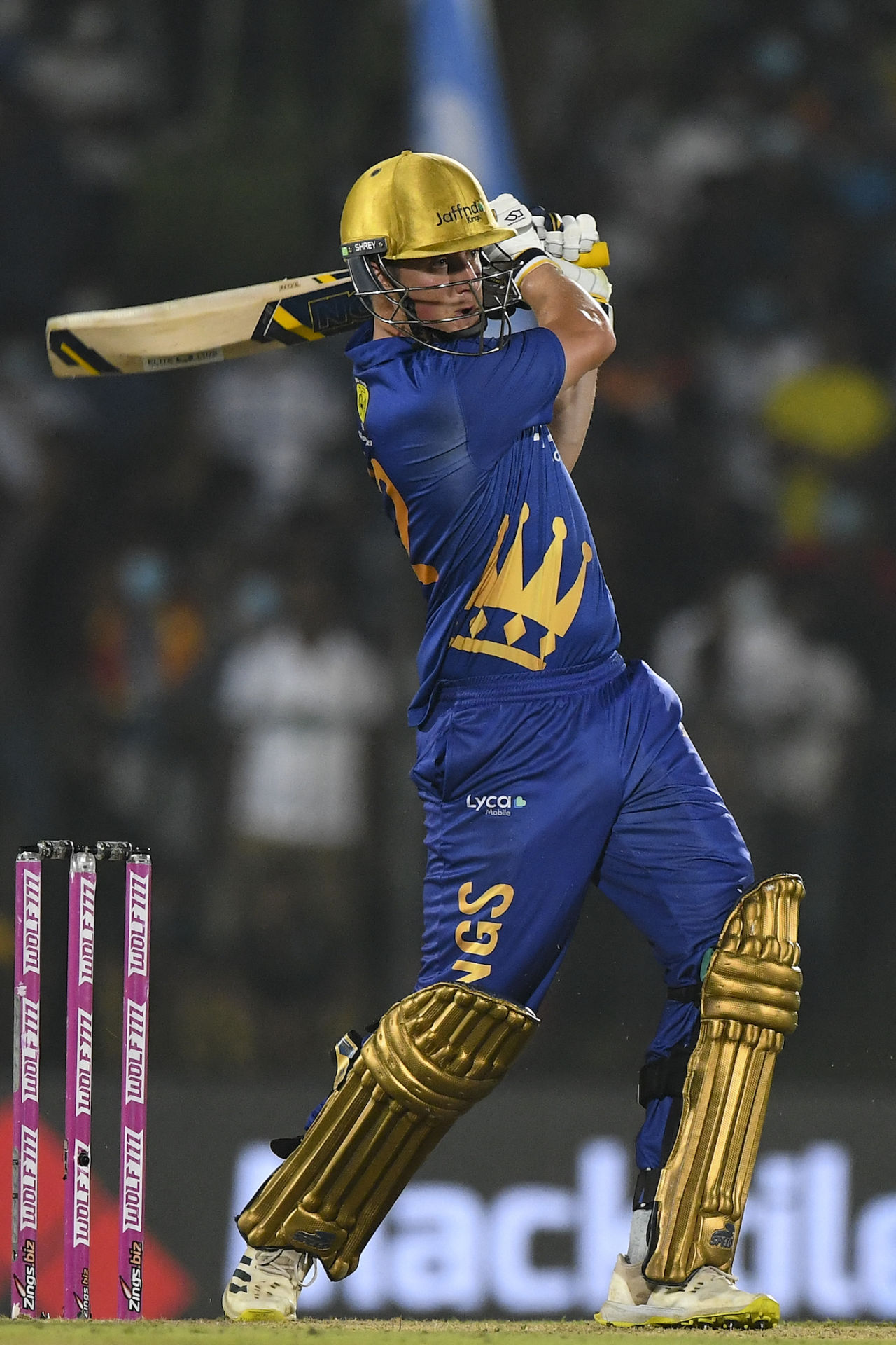 Tom Kohler-Cadmore plays a shot during the LPL 2021 final magainst Galle Gladiators, Hambantota, December 23, 2021