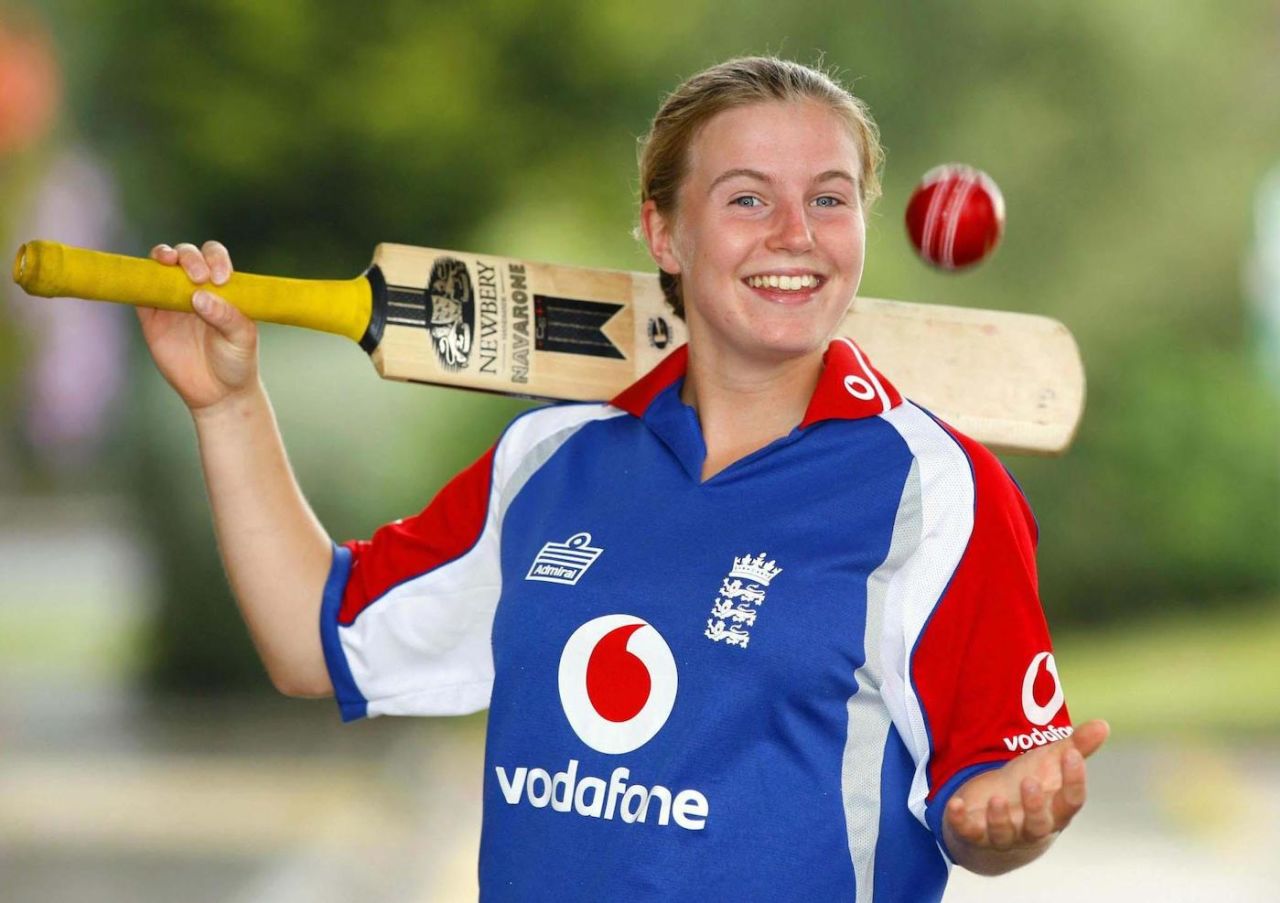 Holly Colvin celebrates her GCSE results before England's clash against India women, Hove, August 23, 2006