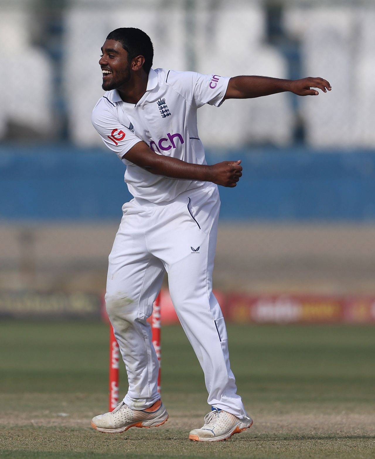 Rehan Ahmed celebrates getting rid of Mohammad Rizwan, Pakistan vs England, 3rd Test, 3rd day, Karachi, December 19, 2022