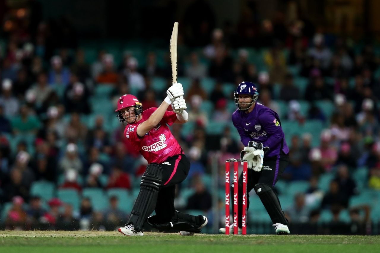 Hayden Kerr provided some late momentum with the bat, Sydney Sixers vs Hobart Hurricanes, BBL 2022-23, Sydney, December 22, 2022