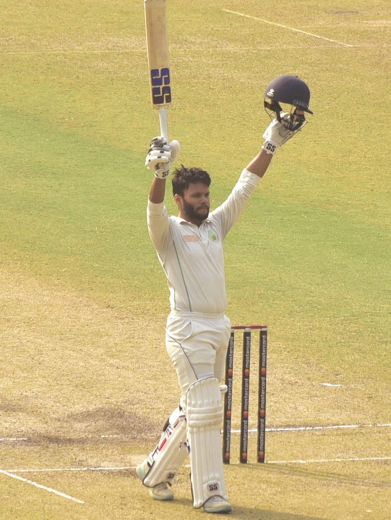 Rishav Das celebrates his century, Assam vs Delhi, Ranji Trophy 2022-23, Elite Group B, Guwahati, December 22, 2022