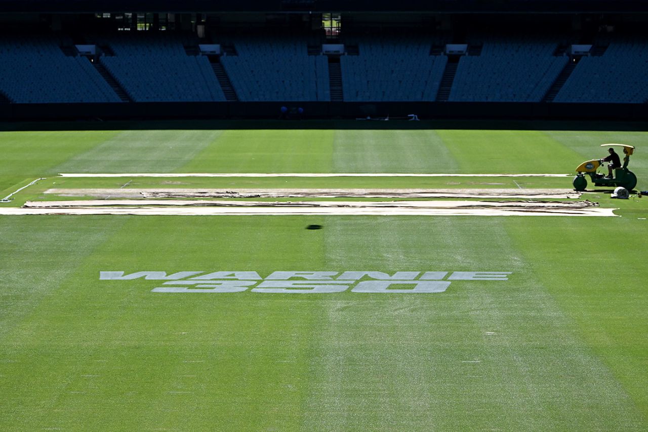 A tribute to Shane Warne on the MCG outfield, Melbourne, December 25, 2022