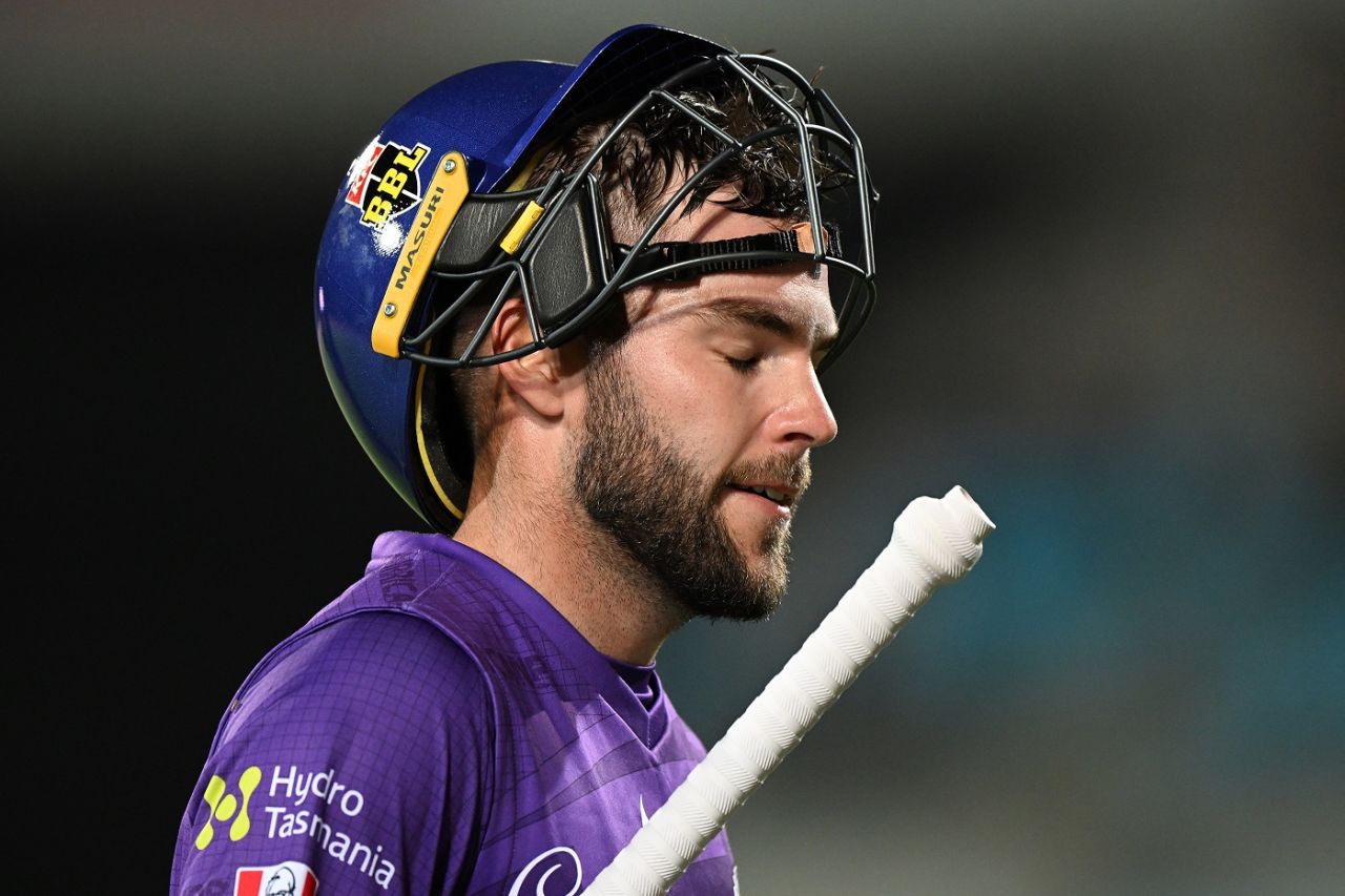 Caleb Jewell was dismissed for a 28-ball 54, Adelaide Strikers vs Hobart Hurricanes, Big Bash League, Hobart, January 2, 2023