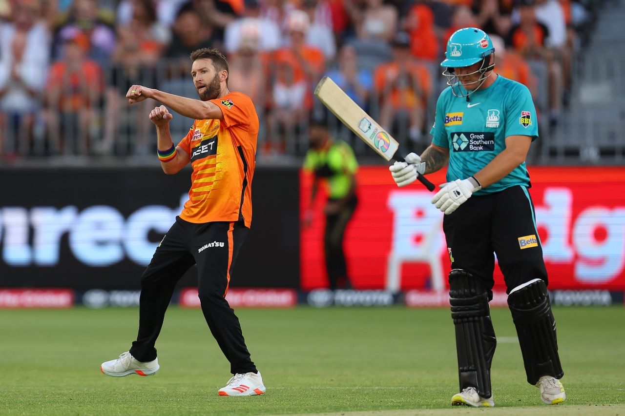 Andrew Tye picked up three wickets, Perth Scorchers vs Brisbane Heat, Big Bash League, Perth, January 7, 2023