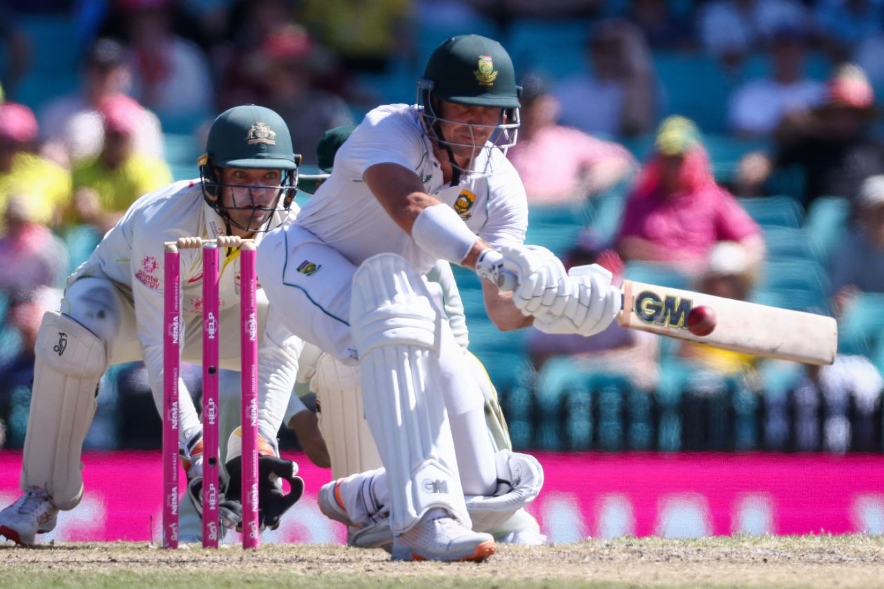 Sarel Erwee middles a sweep, Australia vs South Africa, 3rd Test, Sydney, 5th day, January 8, 2023