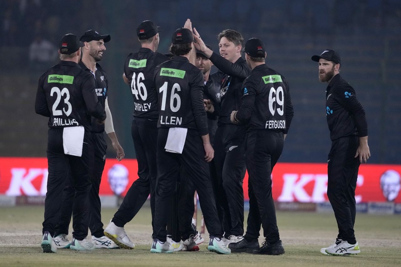Michael Bracewell celebrates the wicket of Imam-ul-Haq, Pakistan vs New Zealand, 1st ODI, Karachi, January 9, 2023