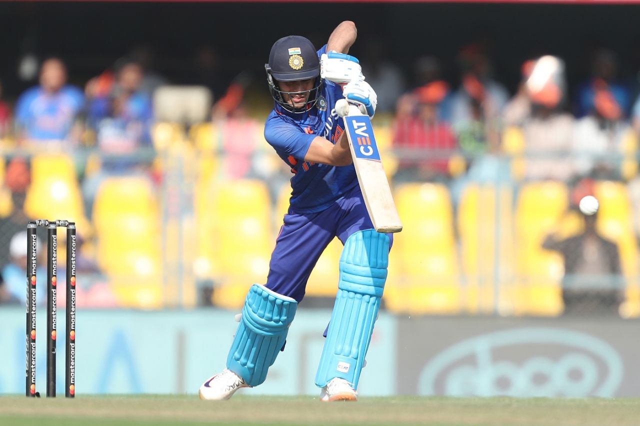 Shubhman Gill drives on the up, India vs Sri Lanka, 1st ODI, Guwahati, January 10, 2023