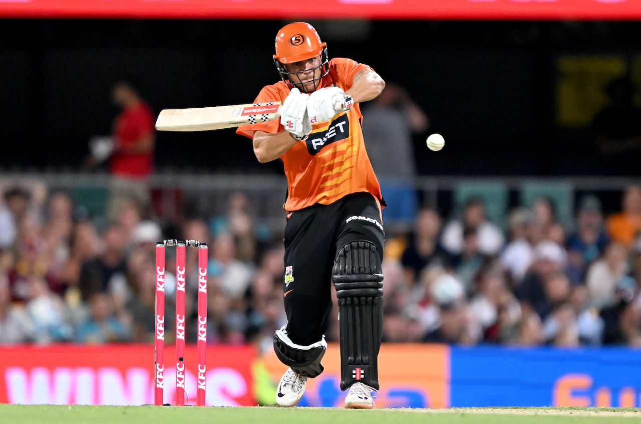 Aaron Hardie made an unbeaten match-winning 65, Brisbane Heat vs Perth Scorchers, Big Bash League 2022-23, Brisbane, January 11, 2023