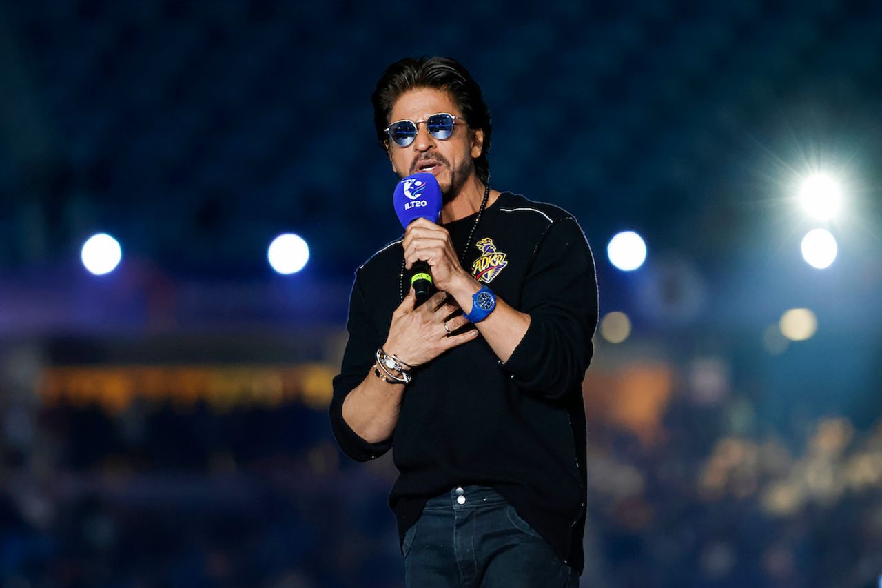 Abu Dhabi Knight Riders co-owner Shah Rukh Khan at the ILT20 opening ceremony, Dubai Capitals vs Abu Dhabi Knight Riders, International League T20 2022-23, January 13, 2023