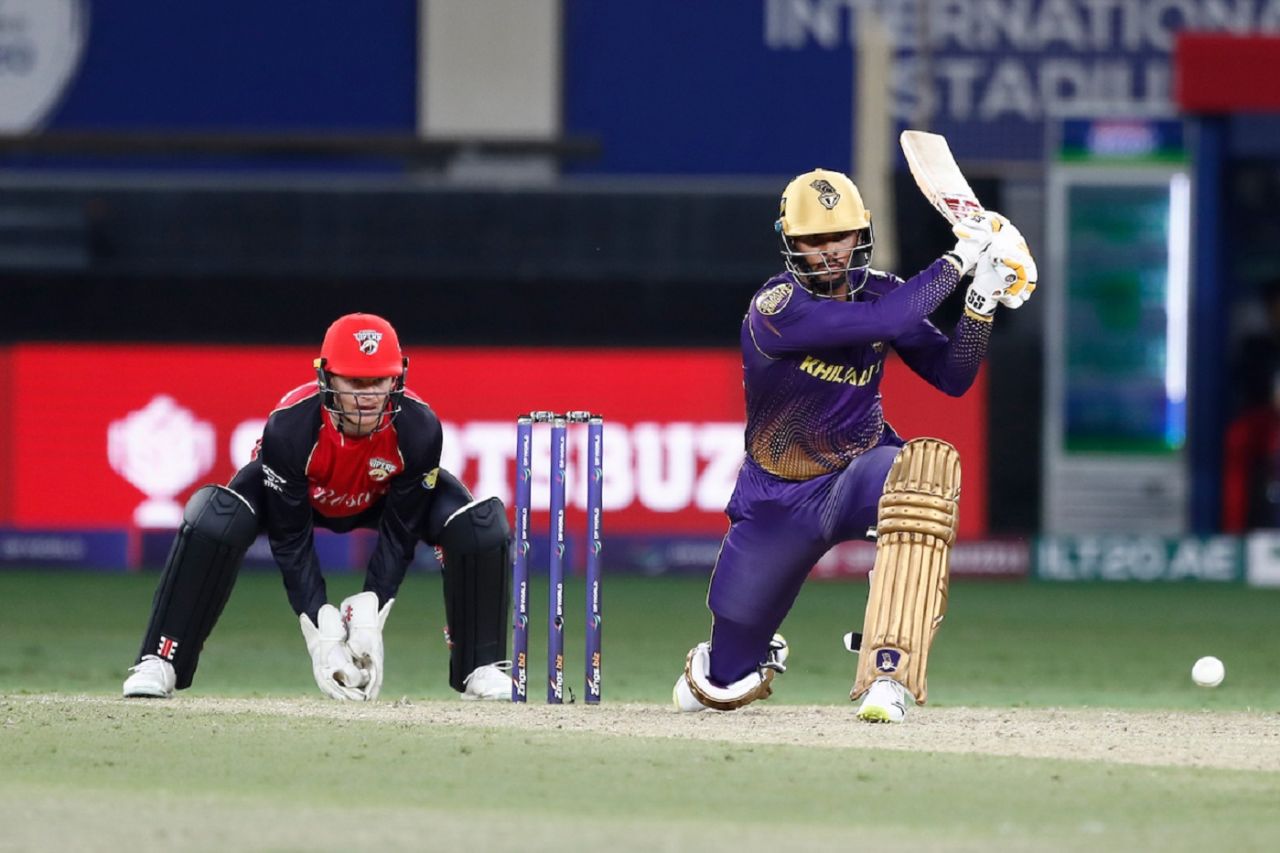 Brandon King slaps it down the ground, Abu Dhabi Knight Riders vs Desert Vipers, ILT20, Dubai, January 18, 2023