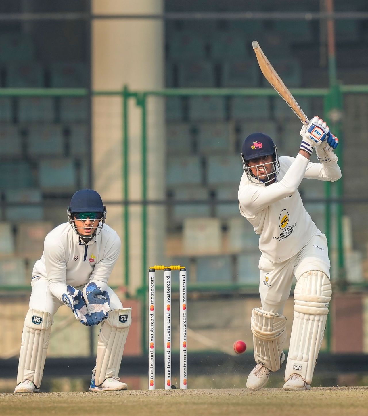 Tanush Kotian hits one down the ground, Delhi vs Mumbai, Delhi, 3rd day, Ranji Trophy, January 19, 2023